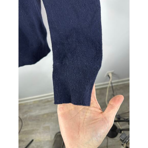 Burberry Brit Men’s Cashmere Sweater V Neck Nova Check Trim Navy Size Medium - Picture 9 of 14